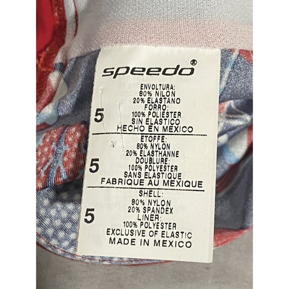 NWT Speedo Girls One Piece Swimsuit Blue Red Beach Size 5 - Picture 3 of 9